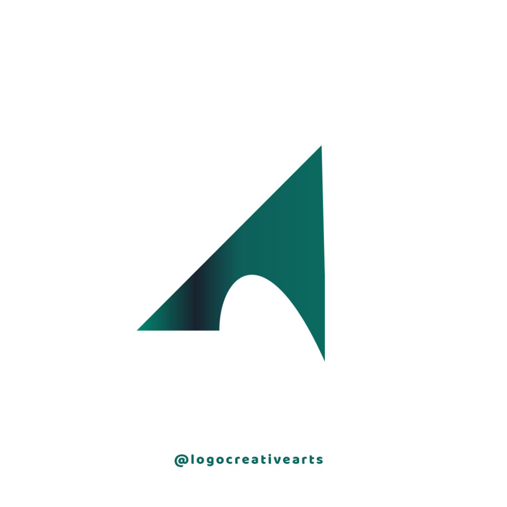 A logo displaying a green triangle set against a white background. represent to A latter logo design. company logo design