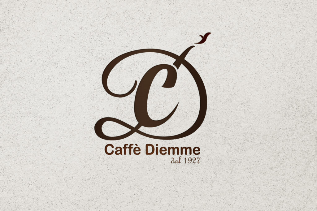 Logo design for Cafe d'Emme featuring elegant typography and a warm color palette.
