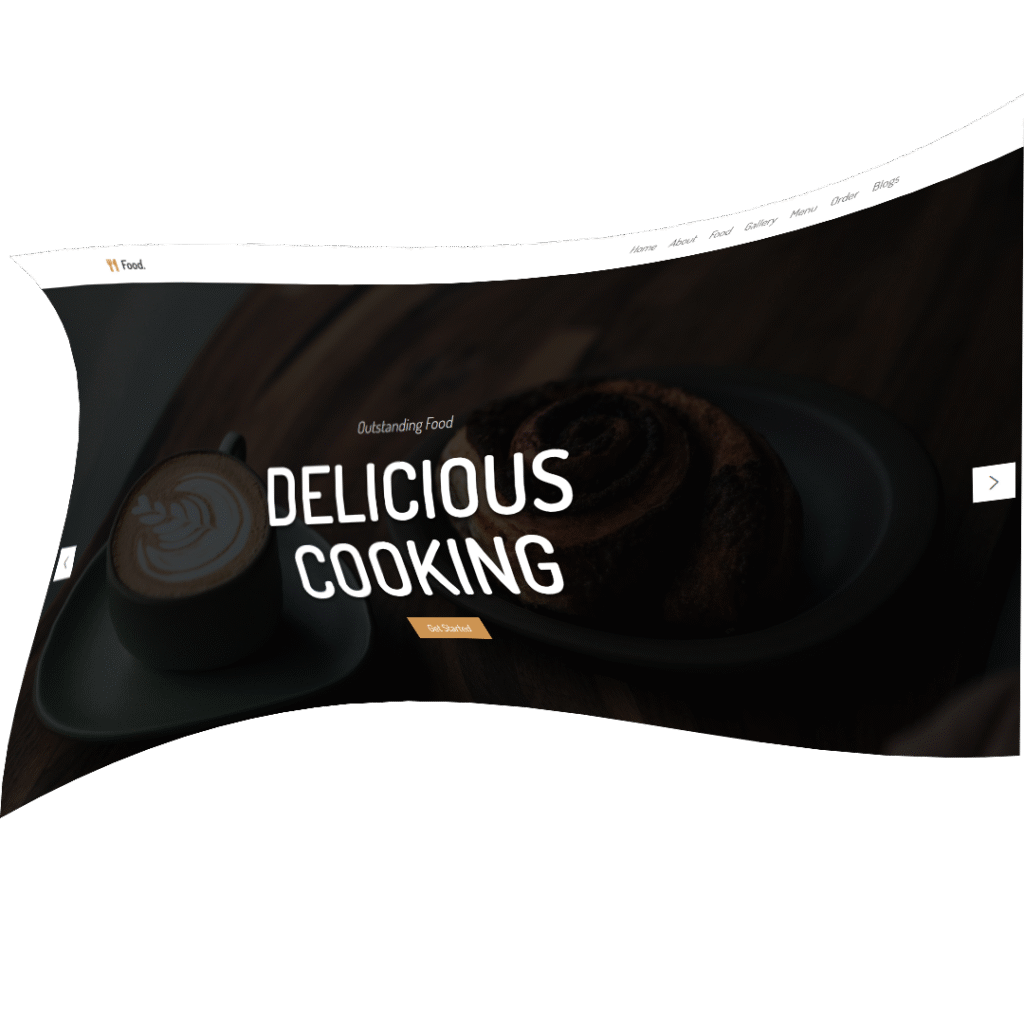 Website design showcasing a vibrant layout for a delicious cooking platform with appealing food imagery and user-friendly navigation.