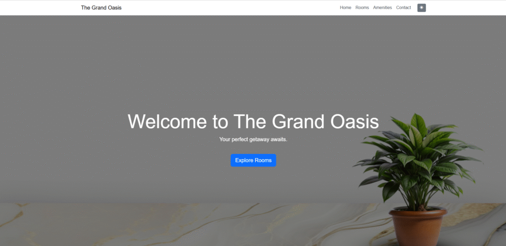 Luxury hotel website for The Grand Oasis, showcasing elegant accommodations and amenities.