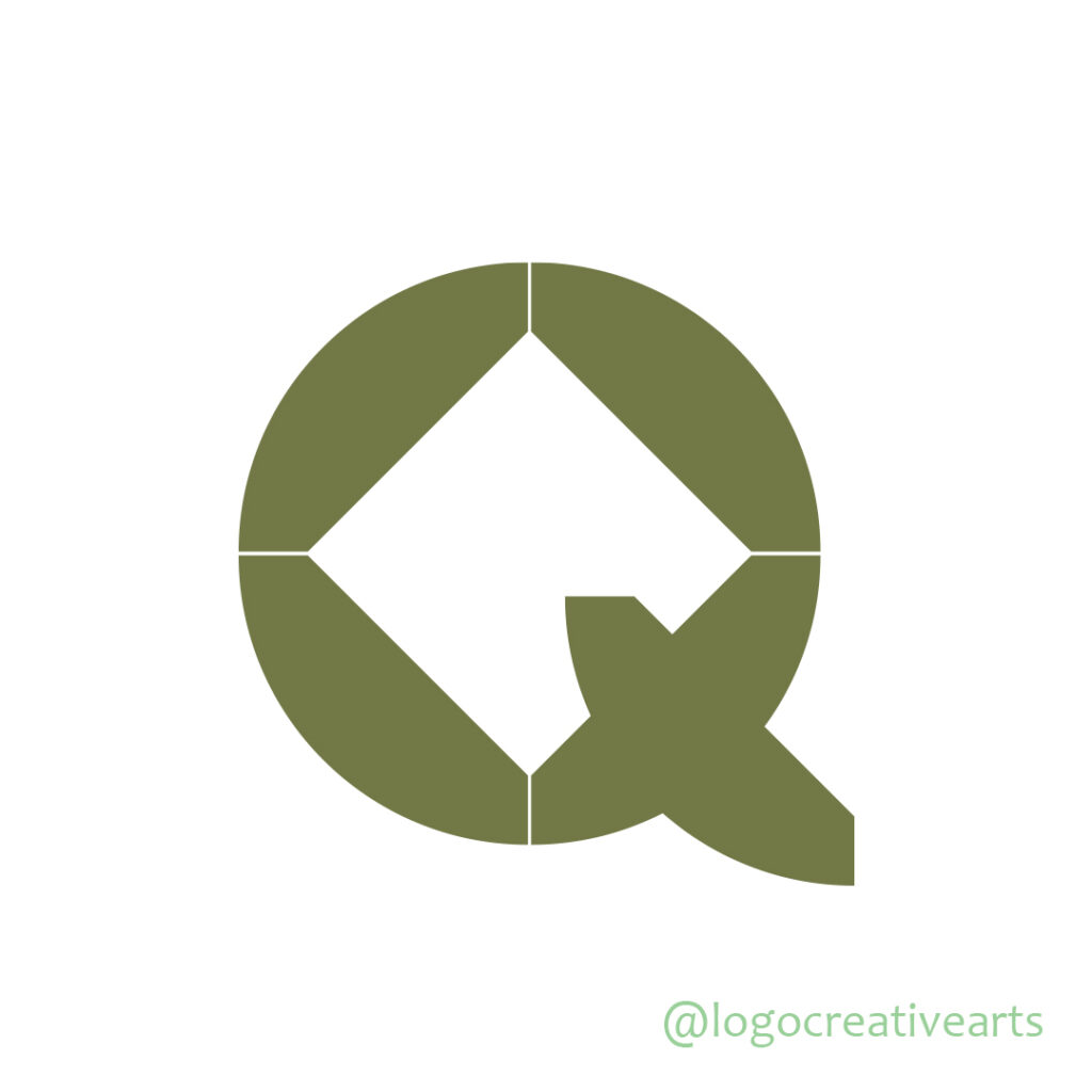 Creative Q logo design by Logocreativearts showcasing unique shapes and bold colors.