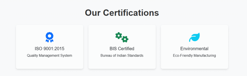 Visual Our Certification webpage template include certificate card responsive design