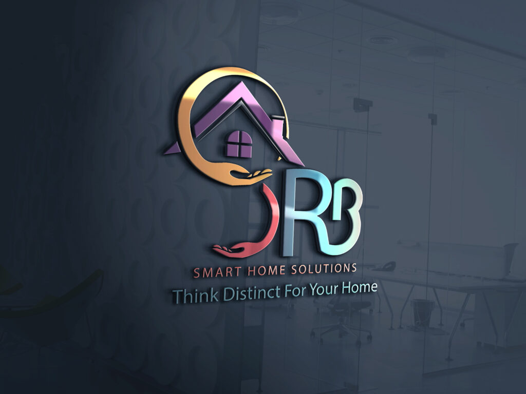 Logo Design SRB Mix latter. Logo for Smart Home Solutions featuring a modern design with a house icon and technology elements.