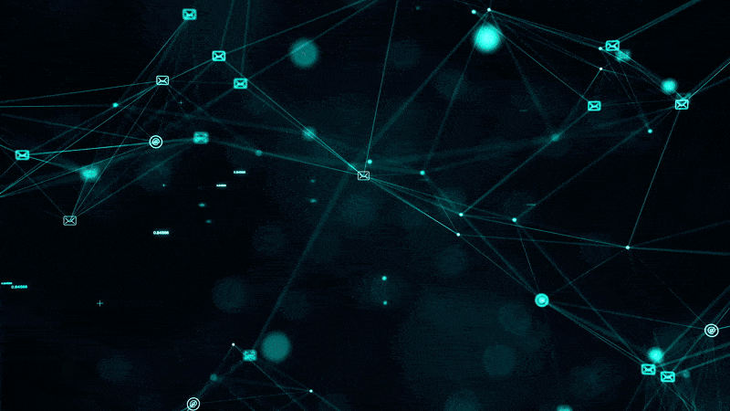 Animated GIF showing technological lines moving in waves, illustrating email connection and server communication for modern website design.